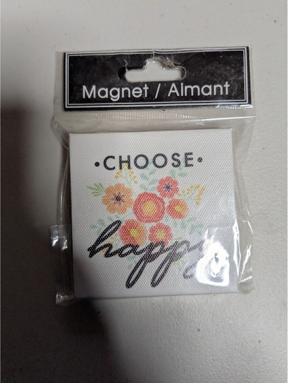 Greenbrier International Choose Happy Floral Square Multicolor Fridge Magnet